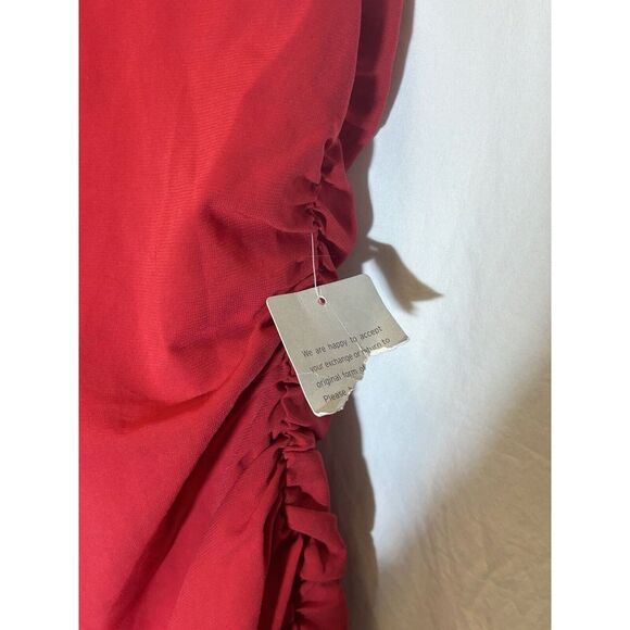 NSR - Flattering Side Ruched Asymmetrical‎ Tank Dress Red Large NWT V20 - Picture 2 of 5